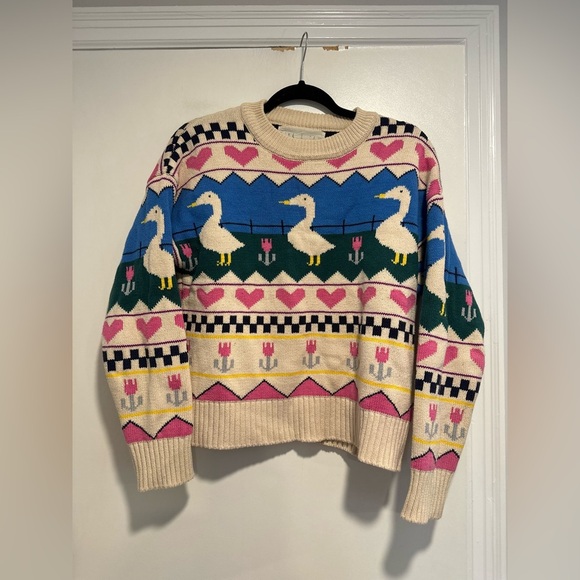 Kina And Tam Sweaters - Kina & Tam Sz: XS Duck Goose Heart Flower Cottagecore Warm Winter sweater